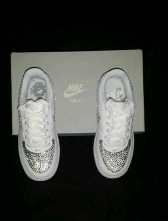 Adult Bling Swarovski & Rhinestone Customised Nike Air Force Ones White size 6 7 8 9 10 11 UK Brand New!