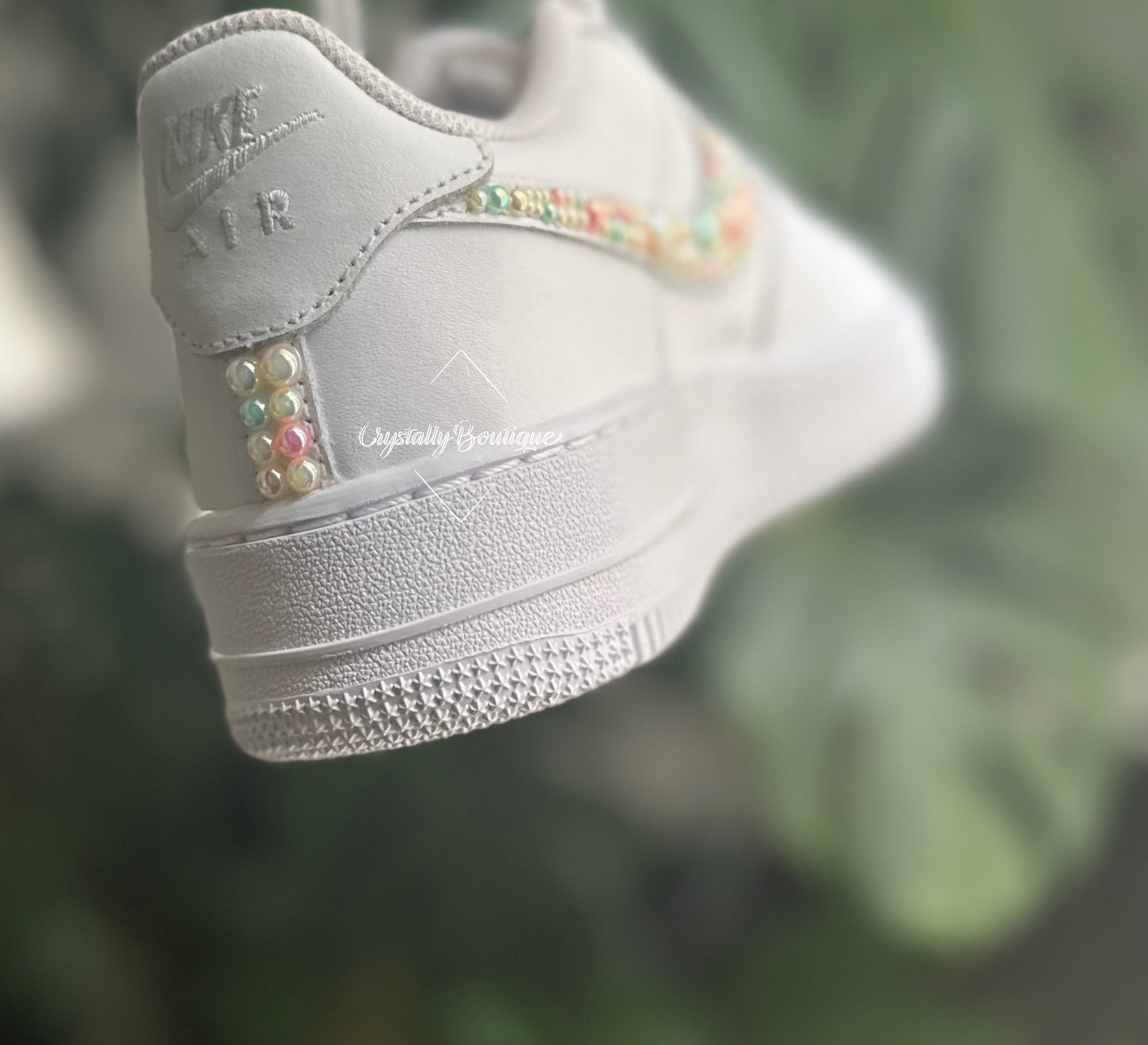 Pearl Adult Nike Air Force Ones Custom pearl Ticks with Chain option sizes 3 - 11 UK