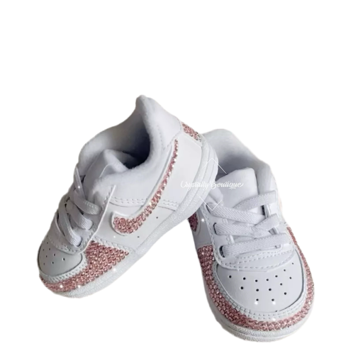 Custom Infant Pink Rhinestone Air Force 1 Bling White size 0.5 - 3.5 UK