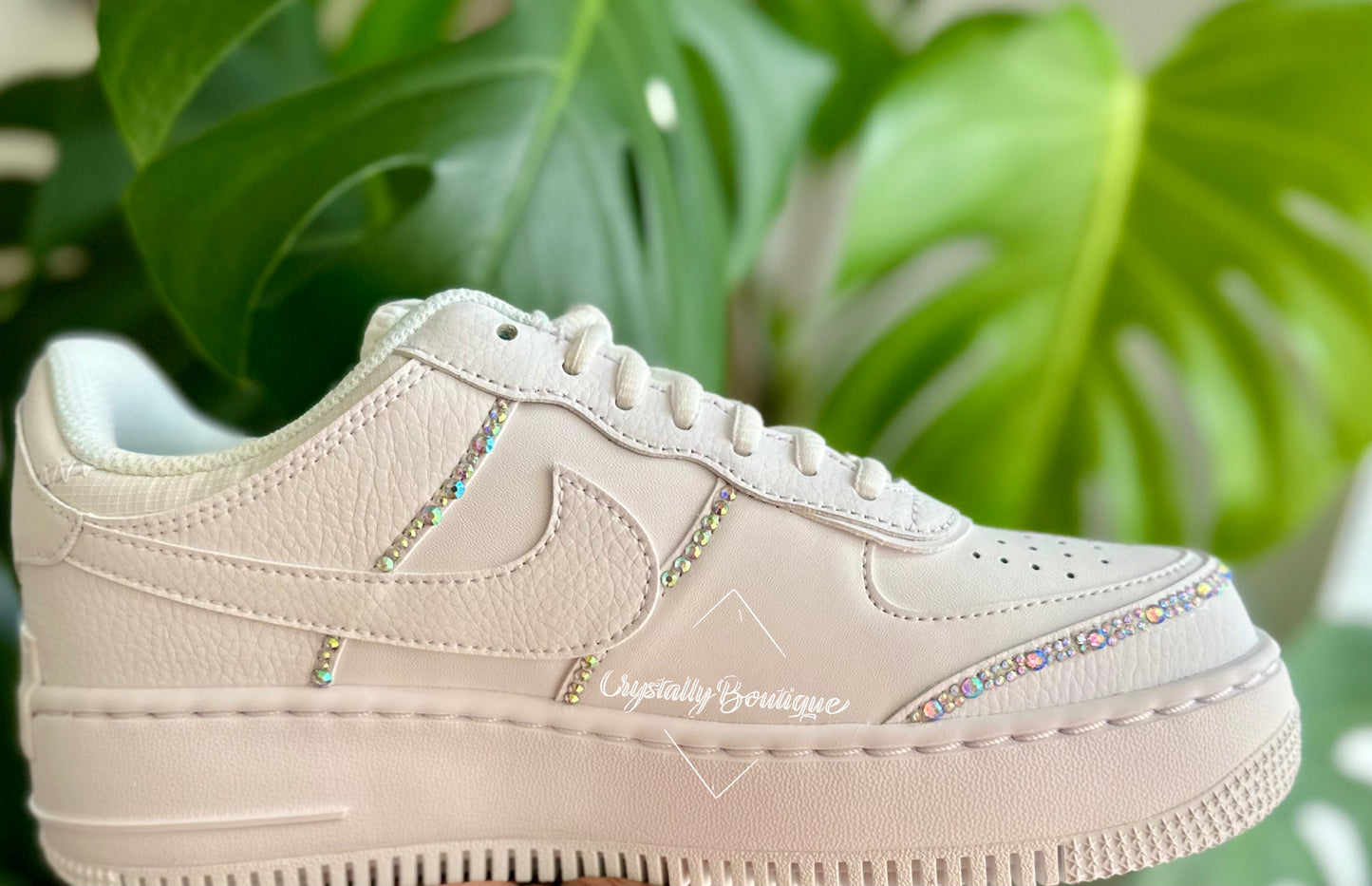 Shadow Bling Two Tone Adult Nike Air Force Ones in White customised with Clear Rhinestone Crystals size 3 4 5 6 7 8 9 10 11 UK Brand New!