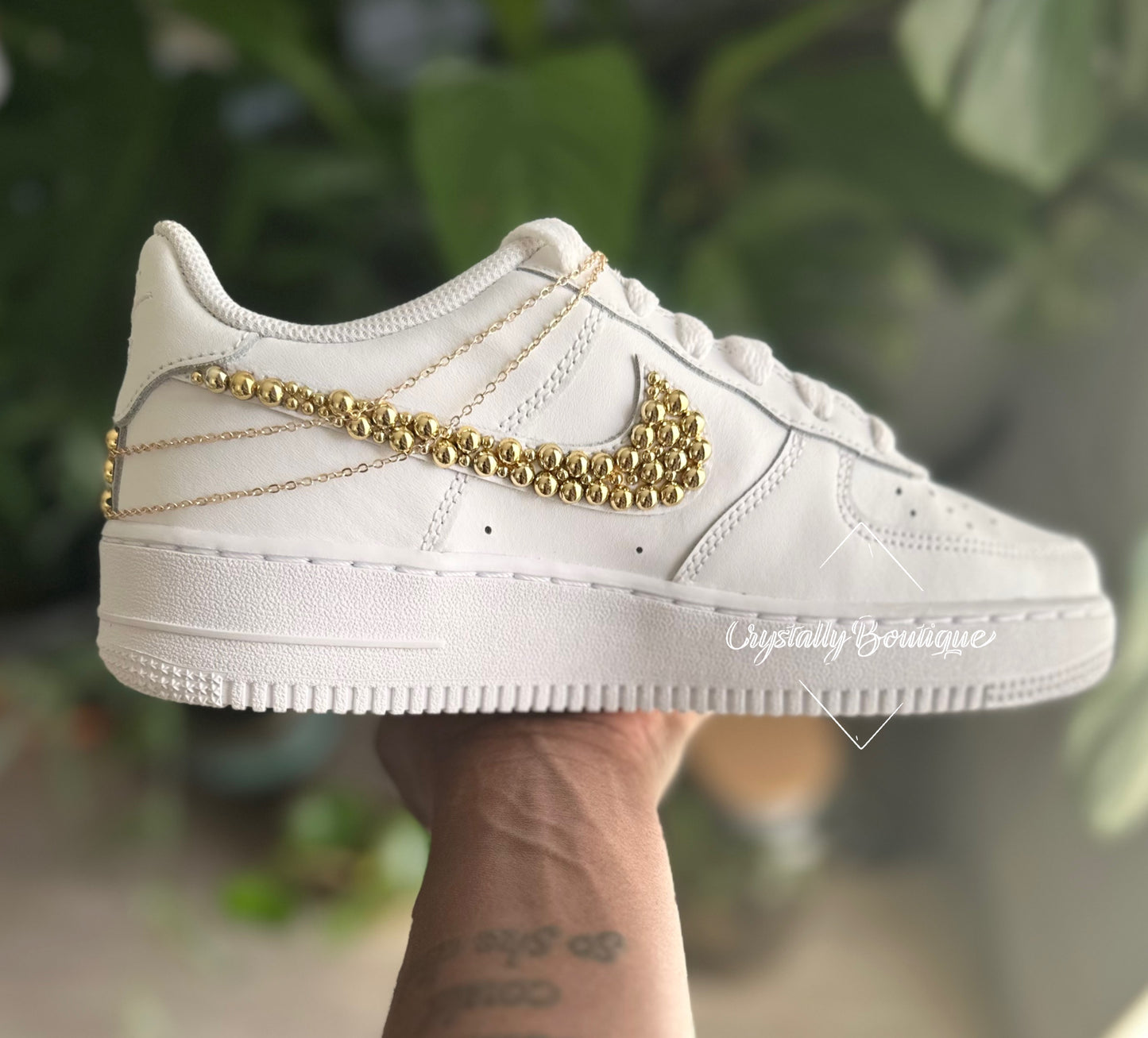 Adult Nike Air Force Ones Gold Custom Tick with Chain option sizes 3 - 11 UK