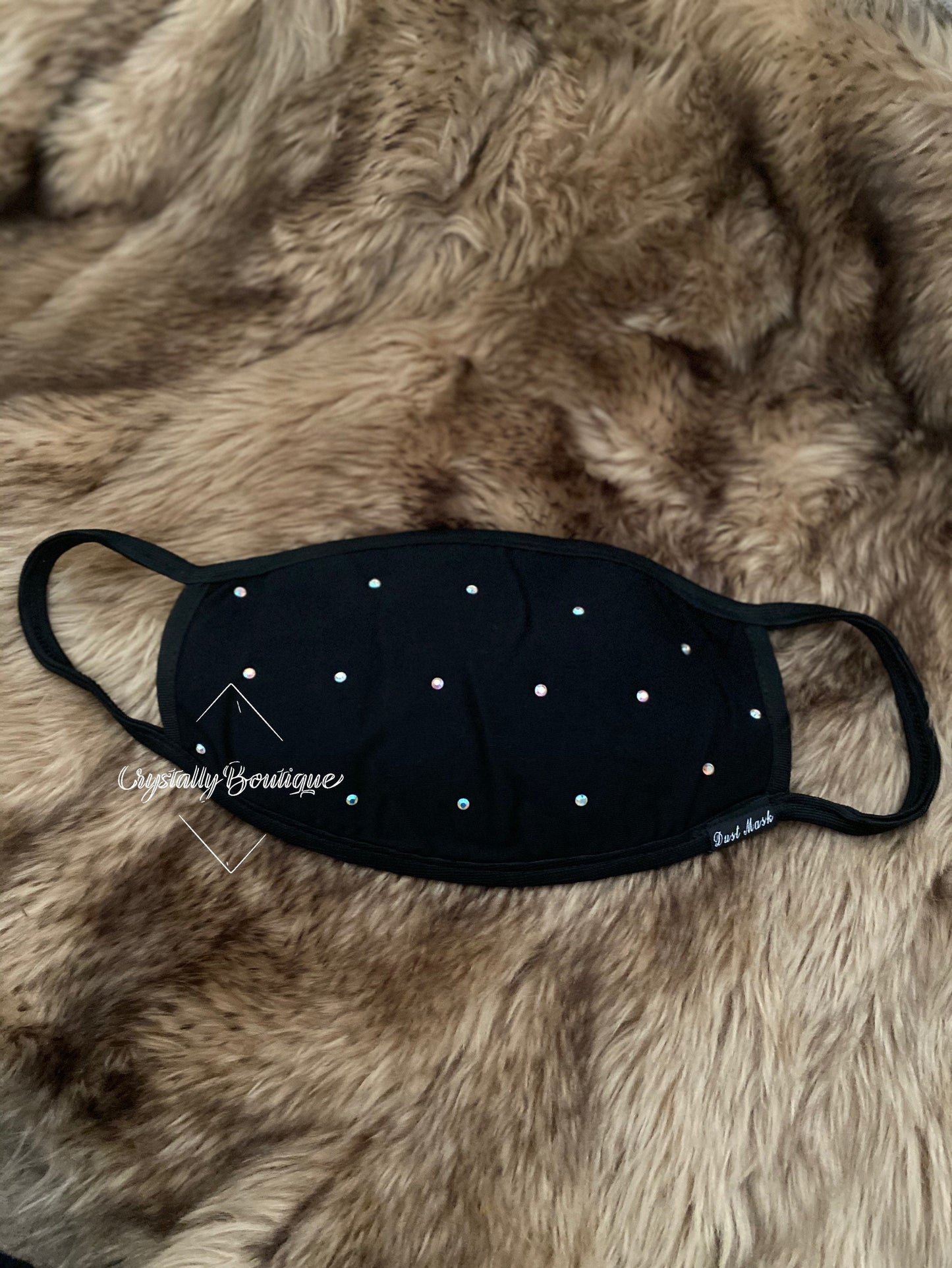 Black Face Mask Bling Customised with Beautiful Two Tone Crystals includes filter