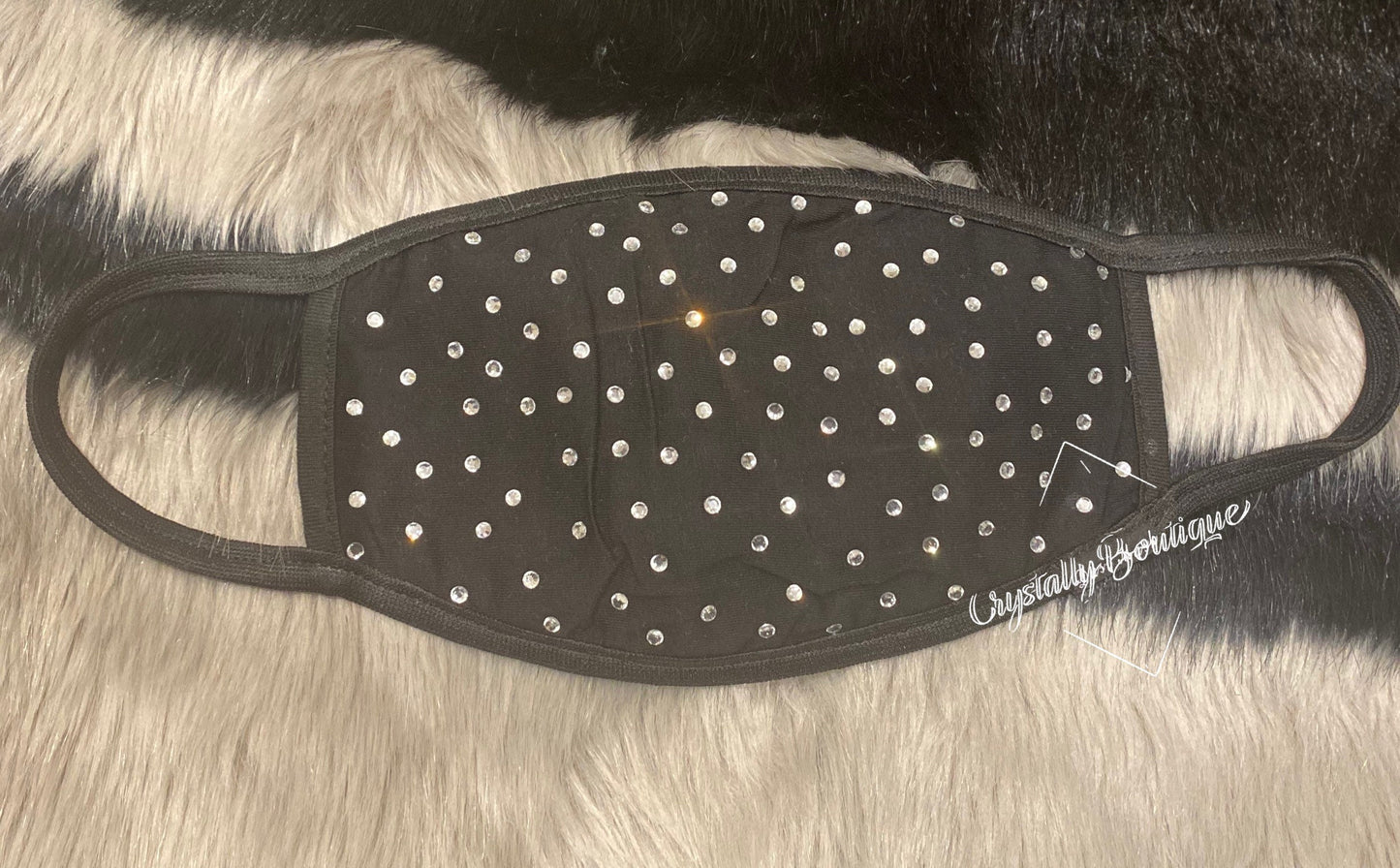 Black Bling Diamond Customised Face Mask with Beautiful Clear Crystals includes filter