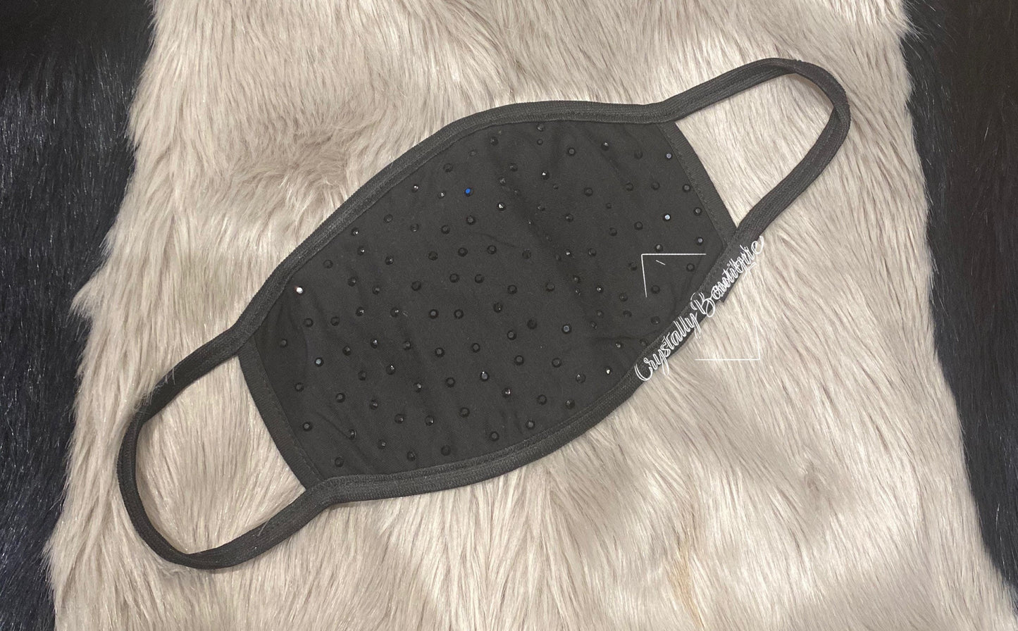 Black Bling Diamond Customised Face Mask with Beautiful Clear Crystals includes filter