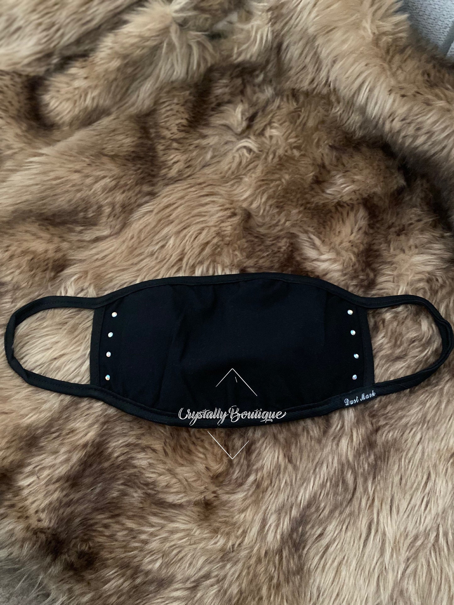 Black Face Mask Bling Customised with Beautiful Two Tone Crystals includes filter