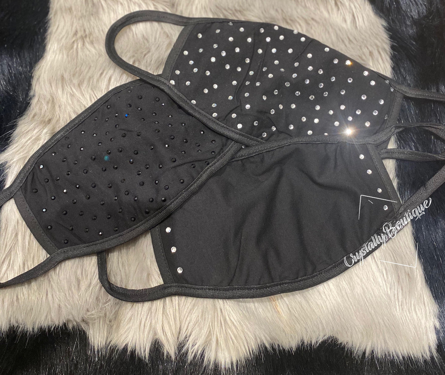 Black Bling Diamond Customised Face Mask with Beautiful Clear Crystals includes filter