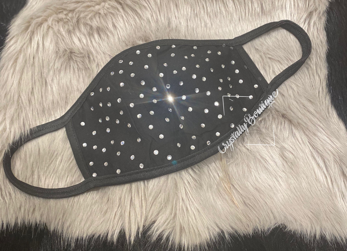 Black Bling Diamond Customised Face Mask with Beautiful Black Crystals includes filter