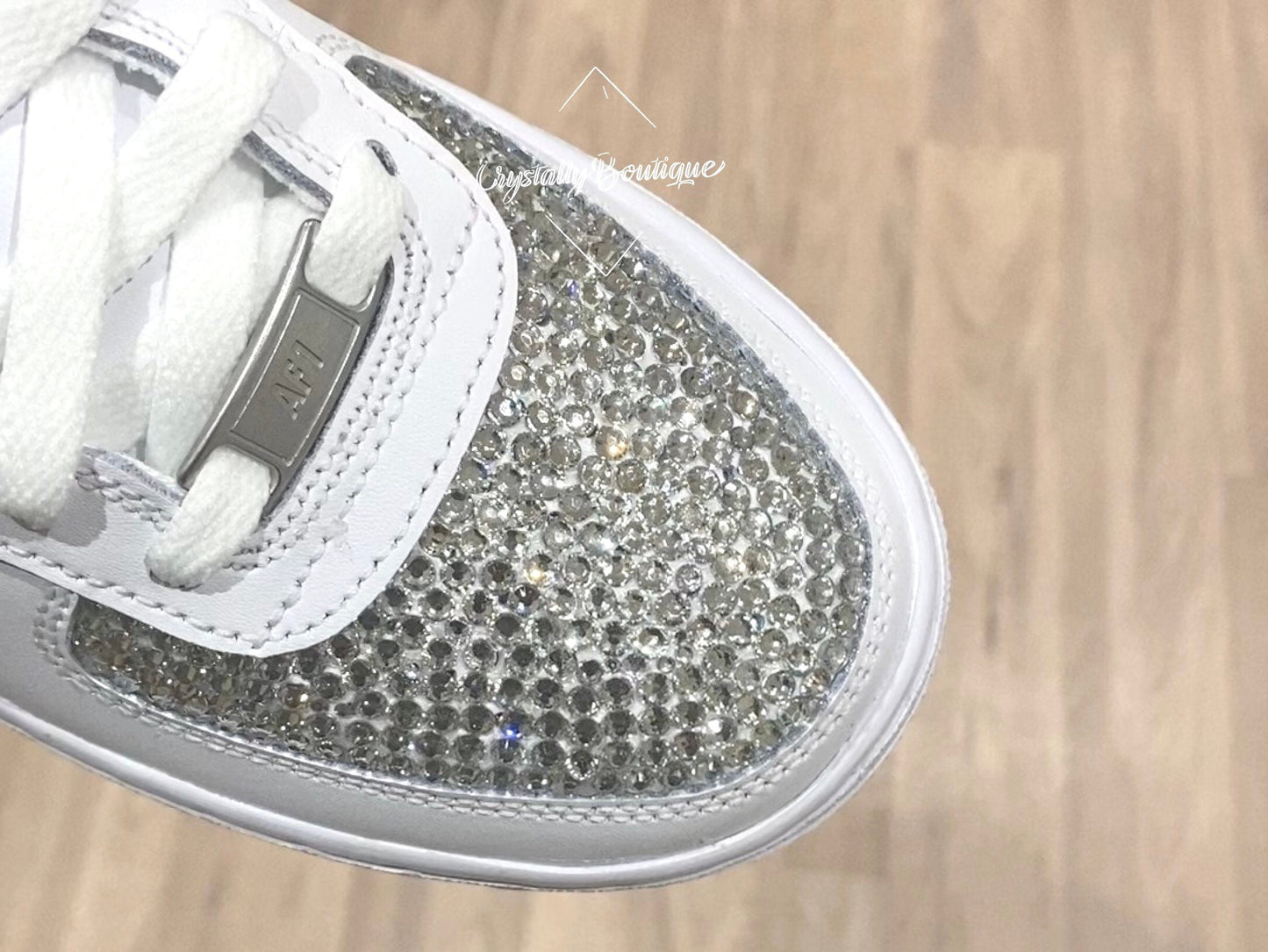 Bling Swaroski & Rhinestone Customised Nike Air Force Ones White size junior 3-5.5uk Brand New!